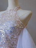 Niulatu Mermaid High Neckline Sequin Ruffles Long Evening Dress Prom Dresses SD2505