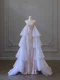 Niulatu Mermaid High Neckline Sequin Ruffles Long Evening Dress Prom Dresses SD2505