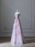 Niulatu Balll Gown Sweetheart Floral Lilac Tulle Long Evening Dress Prom Dresses SD2517