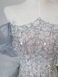 Niulatu Mermaid Off The Shoulder Neckline Sequin Ruffles Long Evening Dress Prom Dresses SD2523