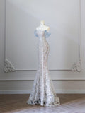 Niulatu Mermaid Off The Shoulder Neckline Sequin Ruffles Long Evening Dress Prom Dresses SD2523