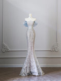 Niulatu Mermaid Off The Shoulder Neckline Sequin Ruffles Long Evening Dress Prom Dresses SD2523