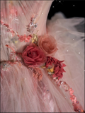 Niulatu Ball Gown Sweetheart Pink Floral Tulle Long Evening Dress Prom Dresses SD2525