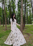 Niulatu A line V Neckline Floral Long Prom Dresses Birthday Dress For Women SD252
