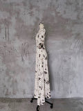Niulatu A line V Neckline Floral Long Prom Dresses Birthday Dress For Women SD252