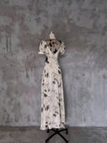 Niulatu A line V Neckline Floral Long Prom Dresses Birthday Dress For Women SD252
