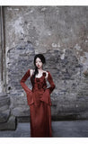 Niulatu A line Spaghetti Straps Burgundy Floral Long Prom Dresses Birthday Dress With Jacket SD254