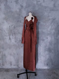Niulatu A line Spaghetti Straps Burgundy Floral Long Prom Dresses Birthday Dress With Jacket SD254
