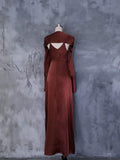 Niulatu A line Spaghetti Straps Burgundy Floral Long Prom Dresses Birthday Dress With Jacket SD254