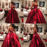 Gorgeous Ball Gown Strapless Sequin Red Long Prom Dress Party Dress Graduation Dresses HZ1214