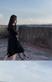 Niulatu A line Straps Black Long Prom Dresses Birthday Dress With Sleeves SD255