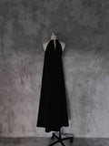 Niulatu A line Halter Black Long Prom Dresses Birthday Dress For Women SD256