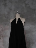Niulatu A line Halter Black Long Prom Dresses Birthday Dress For Women SD256