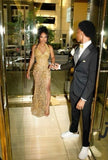 Gorgeous Mermaid Halter Gold Black Girl Silver Sequin Slit Long Birthday Dress Prom Dress Graduation Dresses HZ1214
