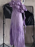Niulatu A line Scoop Lilac Long Prom Dresses Birthday Dress With Ruffles SD257