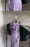 Niulatu A line Scoop Lilac Long Prom Dresses Birthday Dress With Ruffles SD257