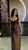 Sexy Sheath One Shoulder Sequin Slit Long Birthday Dress Birthday Outfits Graduation Dresses HZ1214