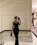 Pretty Mermaid Sweetheart Black Satin Long Prom Dresses Graduation Dress Evening Gowns HZ1214