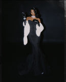 Gorgeous Mermaid Sweetheart Black Satin Black Girl 23rd Birthday Dress Prom Dress Birthday Outfits For Women HZ1214