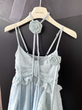 Niulatu blue suspender dress women's summer new style seaside holiday beach dress SD262