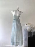 Niulatu blue suspender dress women's summer new style seaside holiday beach dress SD262