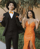 Gorgeous Mermaid Halter Orange Prom Dresses Formal Summer Wedding Guest Dresses Wedding Guest Outfits HZ1214