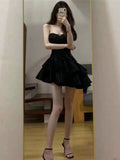 Niulatu A line Strapless Black Homecoming Dresses Short Satin Birthday Outfit SD265