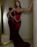 Gorgeous Mermaid Spaghetti Straps Red Burgundy 23rd Birthday Dress Prom Dress Birthday Outfits For Women HZ1214
