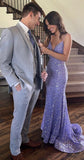 Gorgeous Mermaid Spaghetti Straps Lilac Sequin 23rd Birthday Dress Prom Dress Birthday Outfits For Women HZ1214