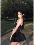 Niulatu A line Strapless Little Black Dress Hoco Dresses Short Birthday Outfits SD266