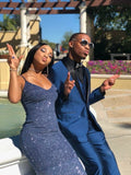 Gorgeous Mermaid Spaghetti Straps Navy Blue 23rd Birthday Dress Prom Dress Birthday Outfits For Women HZ1214