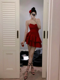 Niulatu A line Strapless Red Dinner Dress Hoco Dresses Short Birthday Outfits SD267