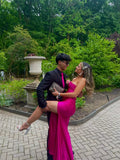 Gorgeous Mermaid Strapless Pink Slit 23rd Birthday Dress Prom Dress Birthday Outfits For Women HZ1214