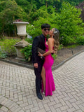 Gorgeous Mermaid Strapless Pink Slit 23rd Birthday Dress Prom Dress Birthday Outfits For Women HZ1214