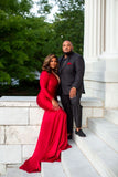Pretty Mermaid V Neck Red Plus Size 30th Birthday Dress Prom Dress Birthday Outfits For Women HZ1214