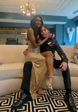 Pretty Mermaid Halter Sequin Gold 18th Birthday Dress Prom Dress Birthday Outfits For Women HZ1214