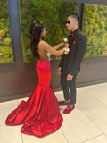 Pretty Mermaid Red Silver Beads 18th Birthday Dress Prom Dress Birthday Outfits For Women HZ1214