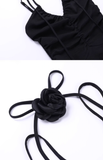 Niulatu A line Irregular Hem Spaghetti Straps Little Black Dresses Short Satin Birthday Outfit SD269