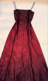 Niulatu A line Spaghetti Straps Burgundy Beads Long Prom Dress SD2703
