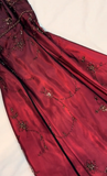 Niulatu A line Spaghetti Straps Burgundy Beads Long Prom Dress SD2703