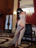 Niulatu Mermaid Off The Shoulder Sequin Slit Long Prom Dress SD2704