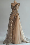 Niulatu Ball Gown One Shoulder Champagne Tulle Long Party Dress Prom Dresses SD2707