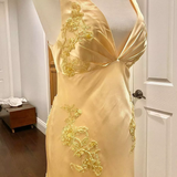 Niulatu Mermaid Spaghetti Straps Yellow Backless Long Party Dresses Prom Dresses SD2708