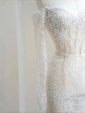Pretty Bridal Gown Mermaid Off The Shoulder Lace White Long Wedding Dresses Modest Bridal Gowns HZ1214