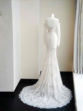 Pretty Bridal Gown Mermaid Off The Shoulder Lace White Long Wedding Dresses Modest Bridal Gowns HZ1214