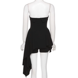 Niulatu A line Irregular Strapless Little Black Dresses Short Birthday Outfit SD271