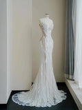 Pretty Bridal Gown Mermaid Sweetheart Lace White Long Wedding Dresses Modest Bridal Gowns HZ1214