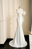Simple Bridal Gown Mermaid Sweetheart White Floor Length Wedding Dresses Minimalist Bridal Gowns HZ1214
