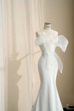 Simple Bridal Gown Mermaid Sweetheart White Floor Length Wedding Dresses Minimalist Bridal Gowns HZ1214
