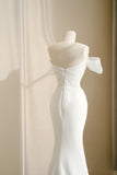 Simple Bridal Gown Mermaid Sweetheart White Floor Length Wedding Dresses Minimalist Bridal Gowns HZ1214